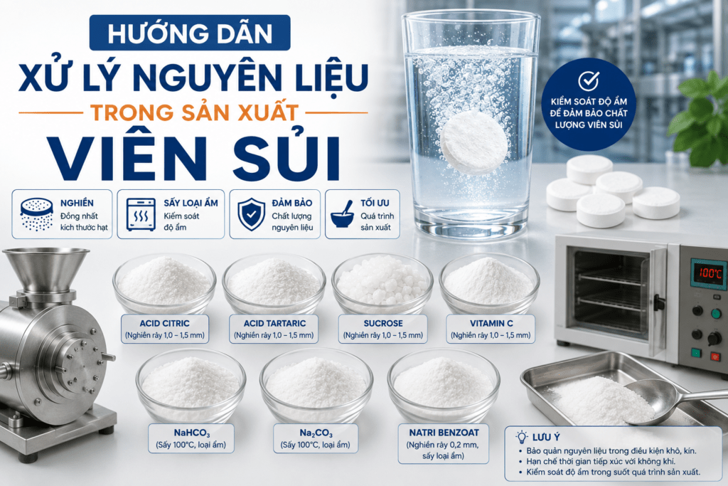Hướng dẫn xử lý nguyên liệu trong sản xuất viên sủi